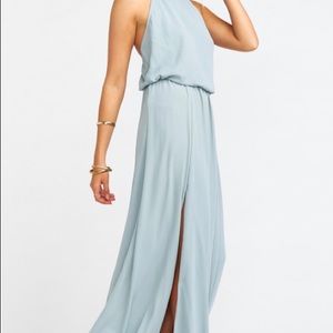 ShowmeyourMumu Halter Dress (Silver Sage Crisp)